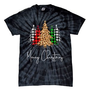 Merry Christmas Tree Xmas Buffalo Plaid Red White Green Tie-Dye T-Shirt