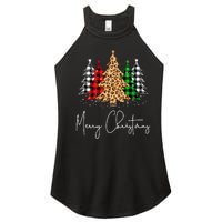 Merry Christmas Tree Xmas Buffalo Plaid Red White Green Women's Perfect Tri Rocker Tank