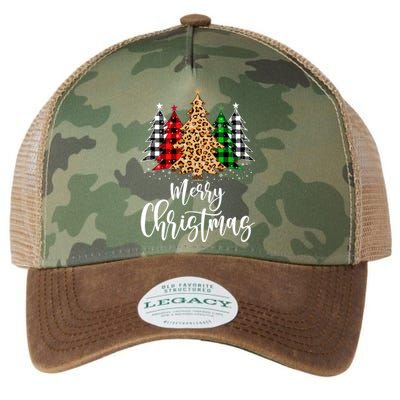 Merry Christmas Tree Xmas Buffalo Plaid Red White Green Legacy Tie Dye Trucker Hat