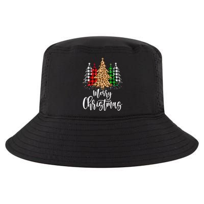 Merry Christmas Tree Xmas Buffalo Plaid Red White Green Cool Comfort Performance Bucket Hat