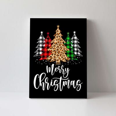 Merry Christmas Tree Xmas Buffalo Plaid Red White Green Canvas