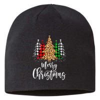 Merry Christmas Tree Xmas Buffalo Plaid Red White Green Sustainable Beanie