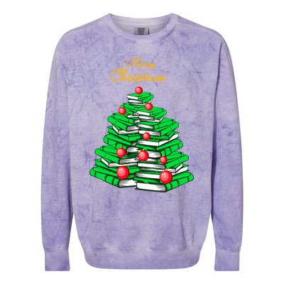 Merry Christmas Tree Gift Love Reading Books Librarian Nerd Meaningful Gift Colorblast Crewneck Sweatshirt