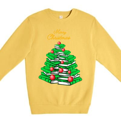 Merry Christmas Tree Gift Love Reading Books Librarian Nerd Meaningful Gift Premium Crewneck Sweatshirt