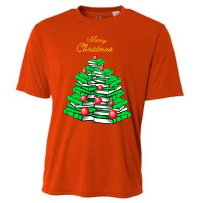 Merry Christmas Tree Gift Love Reading Books Librarian Nerd Meaningful Gift Cooling Performance Crew T-Shirt