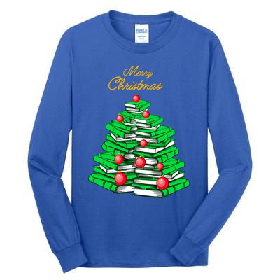 Merry Christmas Tree Gift Love Reading Books Librarian Nerd Meaningful Gift Tall Long Sleeve T-Shirt