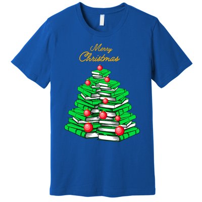 Merry Christmas Tree Gift Love Reading Books Librarian Nerd Meaningful Gift Premium T-Shirt