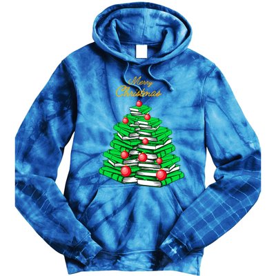 Merry Christmas Tree Gift Love Reading Books Librarian Nerd Meaningful Gift Tie Dye Hoodie