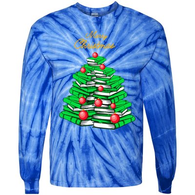 Merry Christmas Tree Gift Love Reading Books Librarian Nerd Meaningful Gift Tie-Dye Long Sleeve Shirt