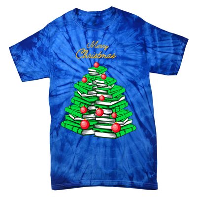 Merry Christmas Tree Gift Love Reading Books Librarian Nerd Meaningful Gift Tie-Dye T-Shirt