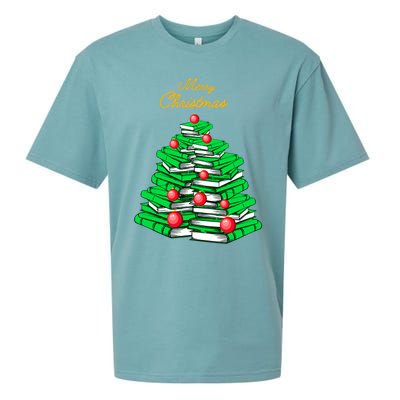 Merry Christmas Tree Gift Love Reading Books Librarian Nerd Meaningful Gift Sueded Cloud Jersey T-Shirt