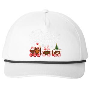 Merry Christmas Train Santa Claus Gingerbread House Pajamas Snapback Five-Panel Rope Hat