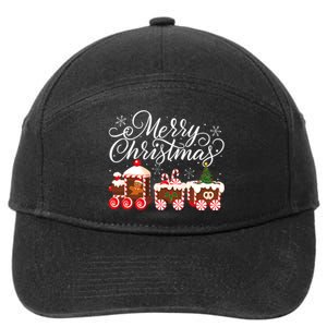 Merry Christmas Train Santa Claus Gingerbread House Pajamas 7-Panel Snapback Hat