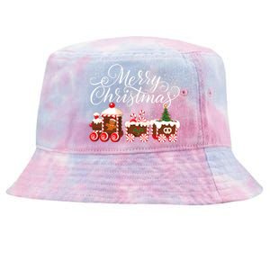 Merry Christmas Train Santa Claus Gingerbread House Pajamas Tie-Dyed Bucket Hat