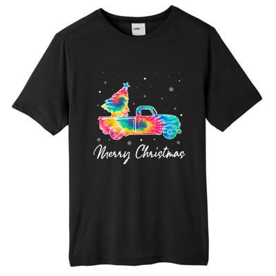 Merry Christmas Truck Tree Tie Dye Funny Holiday Girls Wo Tall Fusion ChromaSoft Performance T-Shirt