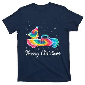 Merry Christmas Truck Tree Tie Dye Funny Holiday Girls Wo T-Shirt