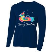 Merry Christmas Truck Tree Tie Dye Funny Holiday Girls Wo Cooling Performance Long Sleeve Crew