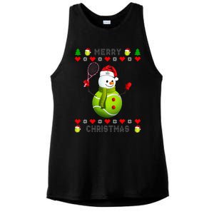 Merry Christmas Tennis Ugly Christmas holiday Ladies PosiCharge Tri-Blend Wicking Tank