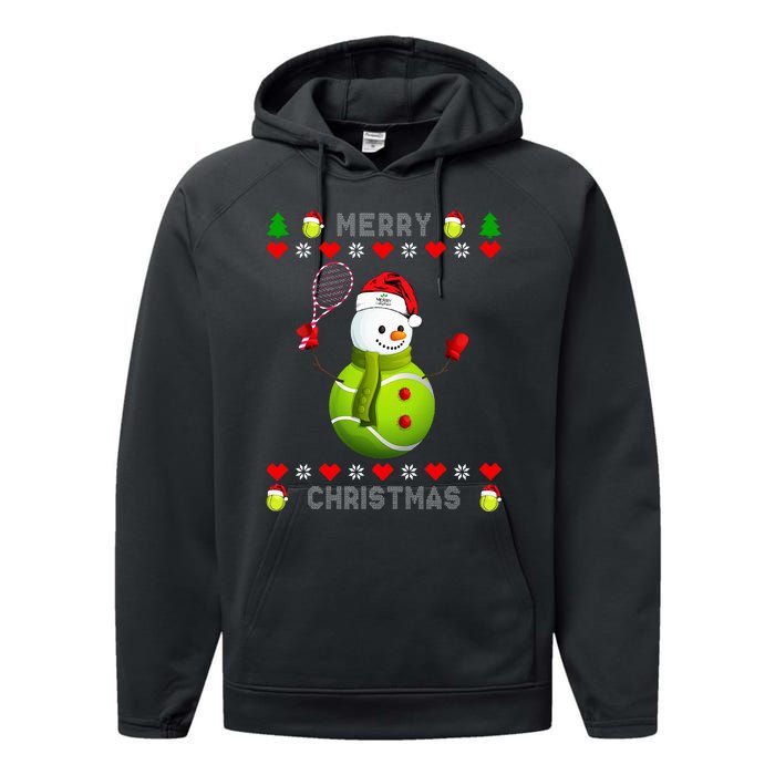 Merry Christmas Tennis Ugly Christmas holiday Performance Fleece Hoodie