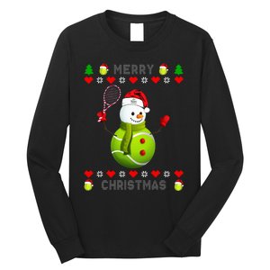 Merry Christmas Tennis Ugly Christmas holiday Long Sleeve Shirt