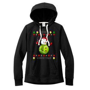 Merry Christmas Tennis Ugly Christmas holiday Women's Fleece Hoodie