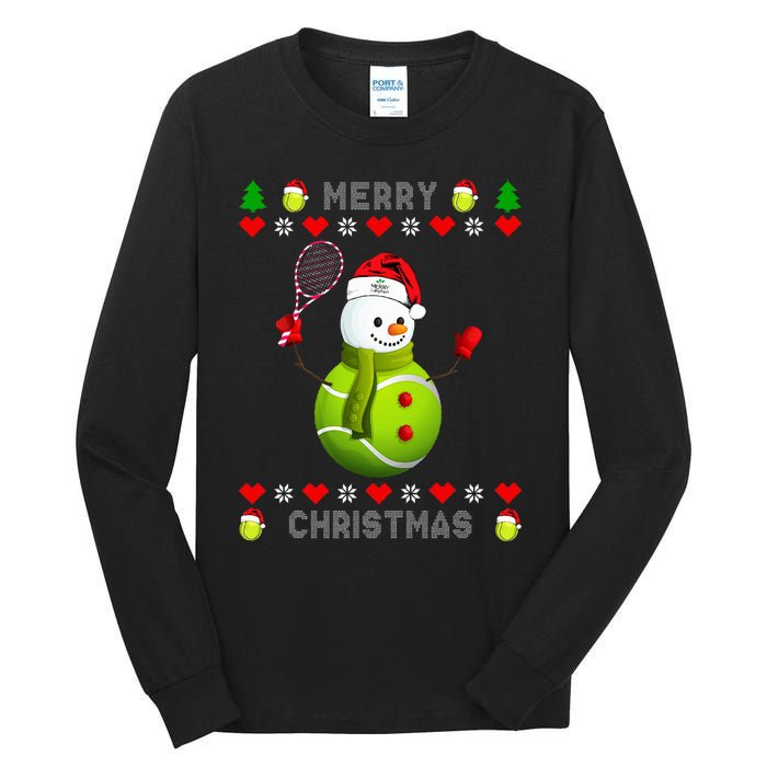 Merry Christmas Tennis Ugly Christmas holiday Tall Long Sleeve T-Shirt