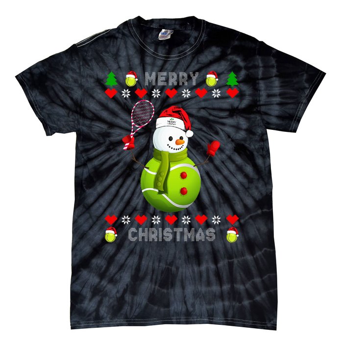 Merry Christmas Tennis Ugly Christmas holiday Tie-Dye T-Shirt