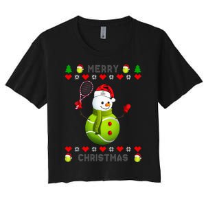 Merry Christmas Tennis Ugly Christmas holiday Women's Crop Top Tee