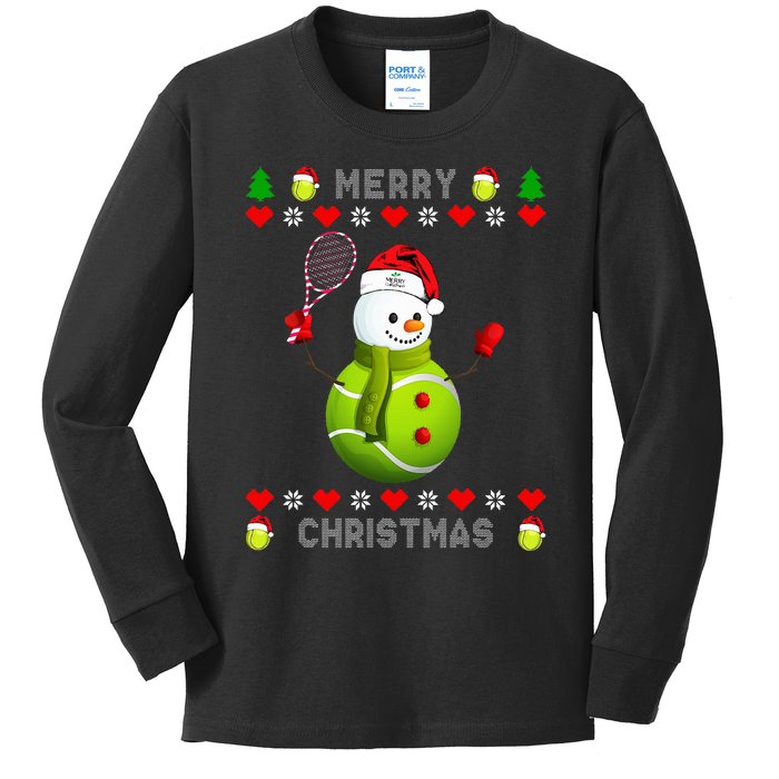 Merry Christmas Tennis Ugly Christmas holiday Kids Long Sleeve Shirt