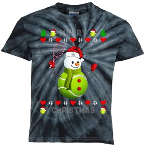 Merry Christmas Tennis Ugly Christmas holiday Kids Tie-Dye T-Shirt