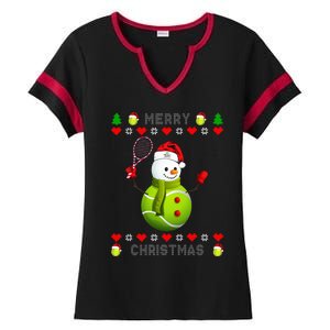 Merry Christmas Tennis Ugly Christmas holiday Ladies Halftime Notch Neck Tee