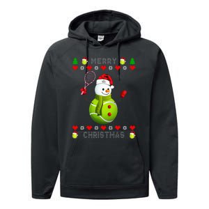 Merry Christmas Tennis Ugly Christmas holiday Performance Fleece Hoodie