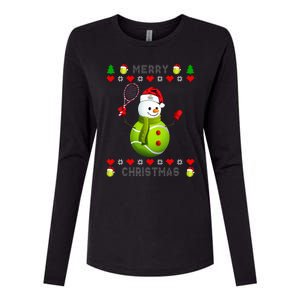 Merry Christmas Tennis Ugly Christmas holiday Womens Cotton Relaxed Long Sleeve T-Shirt