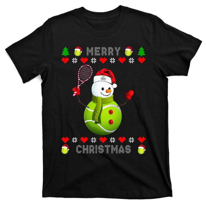 Merry Christmas Tennis Ugly Christmas holiday T-Shirt