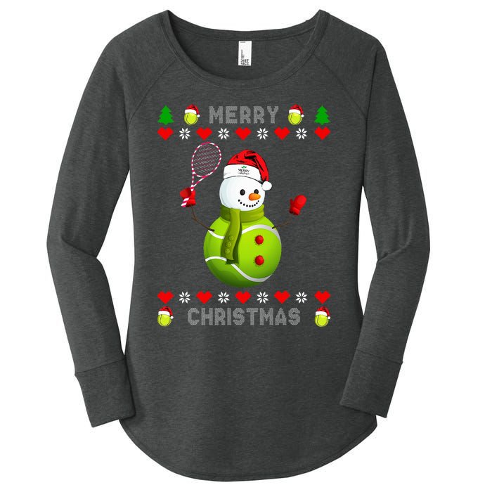 Merry Christmas Tennis Ugly Christmas holiday Women's Perfect Tri Tunic Long Sleeve Shirt