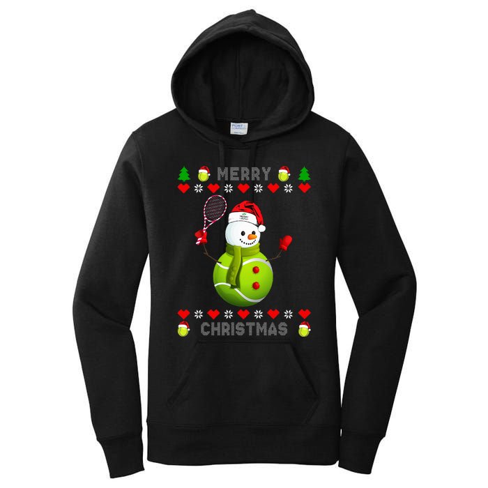 Merry Christmas Tennis Ugly Christmas holiday Women's Pullover Hoodie