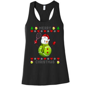 Merry Christmas Tennis Ugly Christmas holiday Women's Racerback Tank