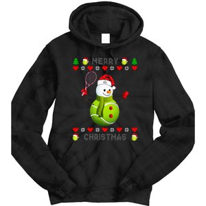 Merry Christmas Tennis Ugly Christmas holiday Tie Dye Hoodie