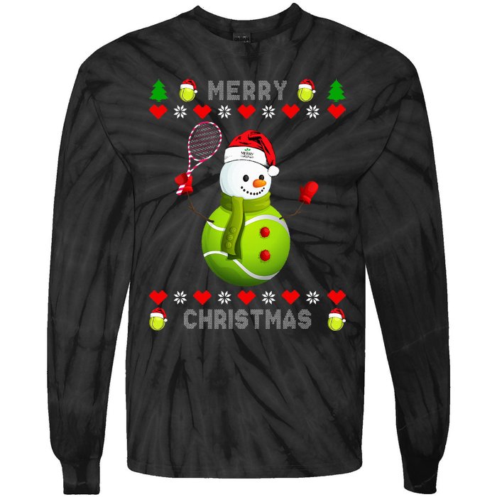 Merry Christmas Tennis Ugly Christmas holiday Tie-Dye Long Sleeve Shirt