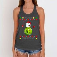 Merry Christmas Tennis Ugly Christmas holiday Women's Knotted Racerback Tank