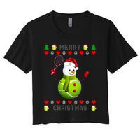 Merry Christmas Tennis Ugly Christmas holiday Women's Crop Top Tee