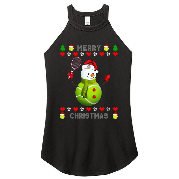 Merry Christmas Tennis Ugly Christmas holiday Women's Perfect Tri Rocker Tank