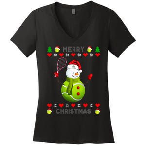 Merry Christmas Tennis Ugly Christmas holiday Women's V-Neck T-Shirt