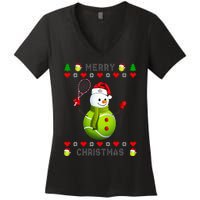 Merry Christmas Tennis Ugly Christmas holiday Women's V-Neck T-Shirt