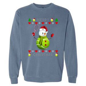 Merry Christmas Tennis Ugly Christmas holiday Garment-Dyed Sweatshirt