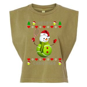 Merry Christmas Tennis Ugly Christmas holiday Garment-Dyed Women's Muscle Tee