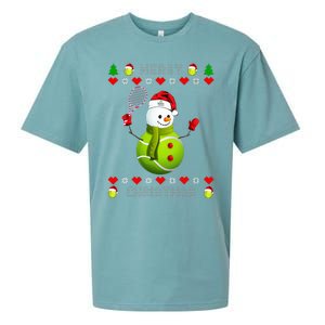 Merry Christmas Tennis Ugly Christmas holiday Sueded Cloud Jersey T-Shirt