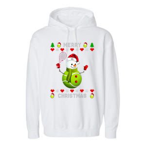 Merry Christmas Tennis Ugly Christmas holiday Garment-Dyed Fleece Hoodie