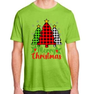 Merry Christmas Tree Buffalo Plaid Red White Green Cute Xmas Adult ChromaSoft Performance T-Shirt