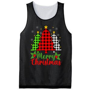 Merry Christmas Tree Buffalo Plaid Red White Green Cute Xmas Mesh Reversible Basketball Jersey Tank